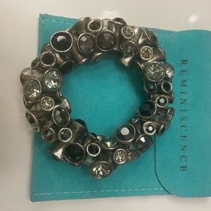 Reminiscence Paris Silver Black Grey Stretch Rocker Bracelet